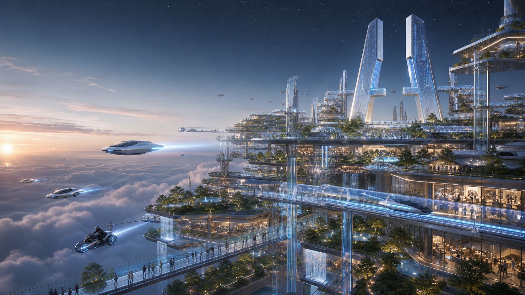 The envisioned living EMITE University campus with water, gardens and active learning spaces